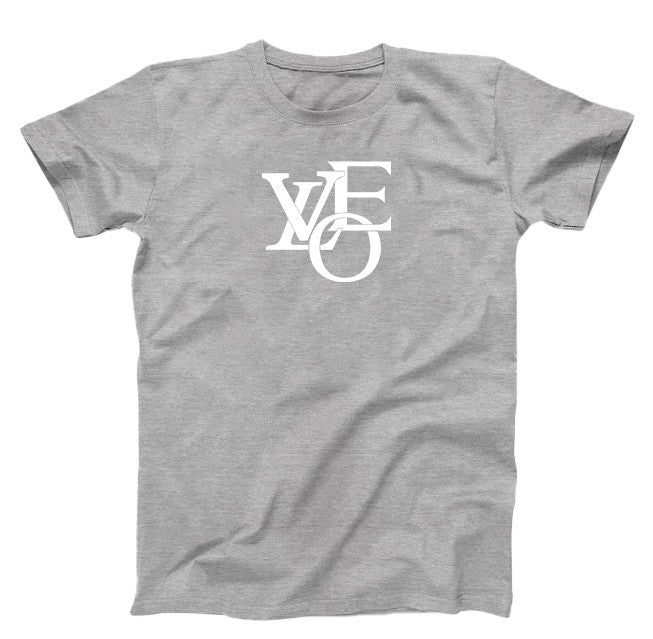 Gray T-shirt, with white graphic text love