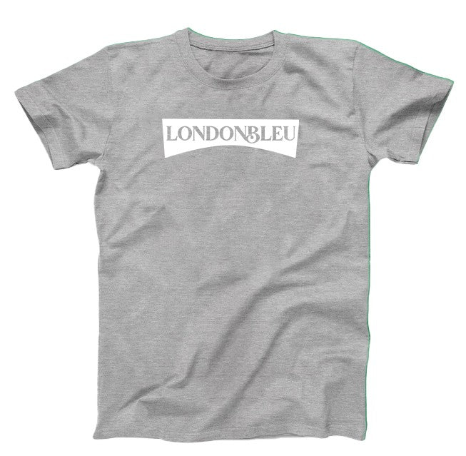 Gray T-Shirt, white graphic box with the text londonbleu