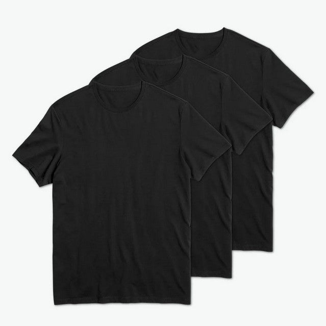 Men's Black Premium Crew short sleeve T-Shirt Bundle 3Pack 