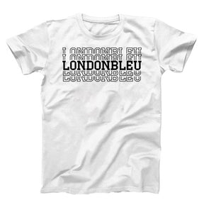 White T-Shirt, black text londonbleu , londonbleu, londonbleu, londonbleu, londonbleu