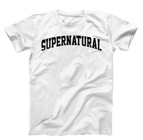 White T-Shirt, black graphic texts Supernatural