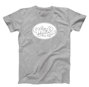 Gray T-Shirt, white graphic oval text Thick Girls Only